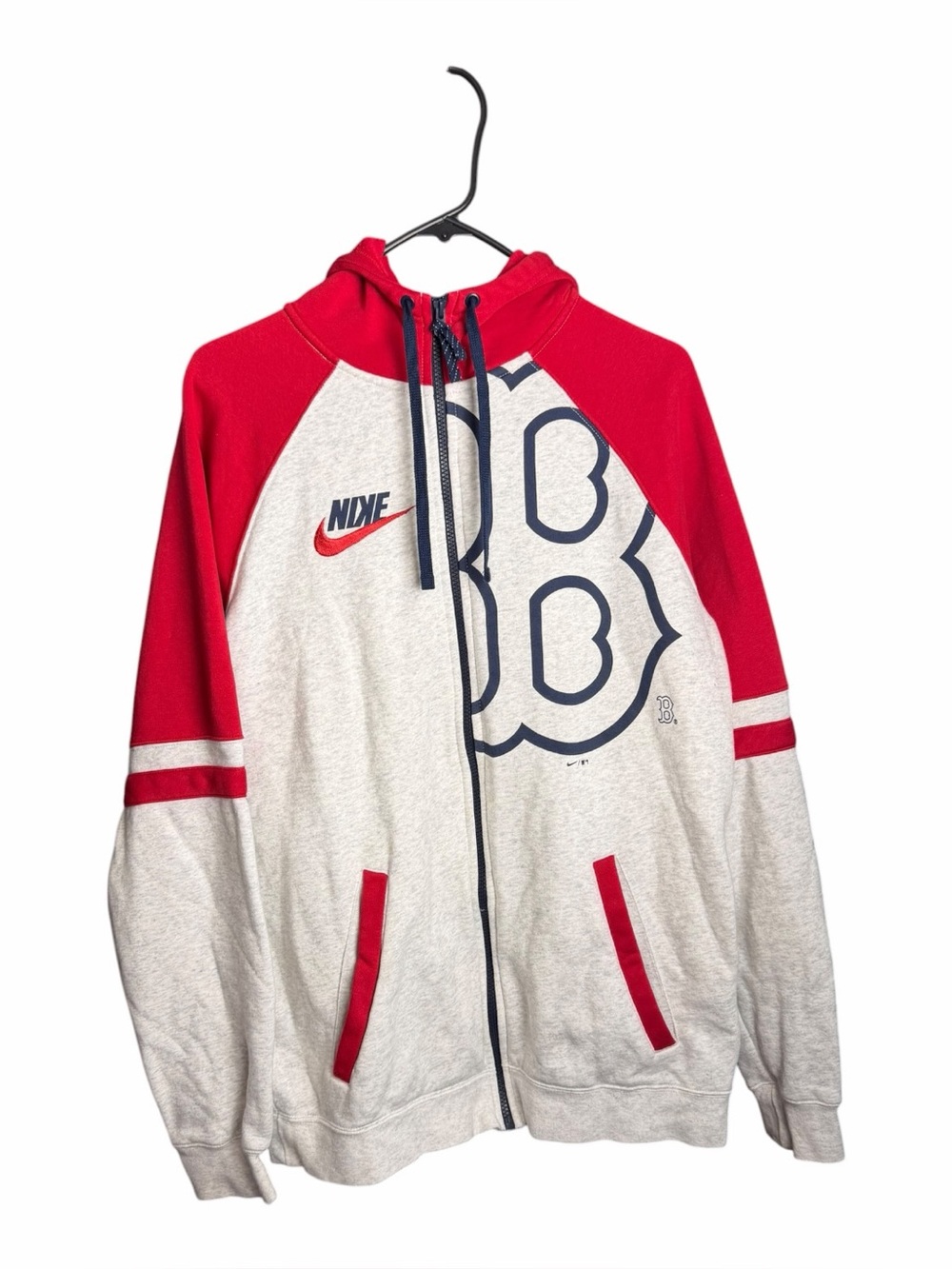 Boston Red Sox Nike Hoodie Zip Up Men Medium Red Gray Large B Logo